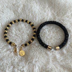 Black and Gold Beaded Bracelet Set